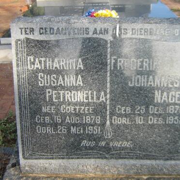 NAGEL Frederik Johannes 1871-1952 &amp; Catharina Susanna Petronella COETZEE 1878-1951