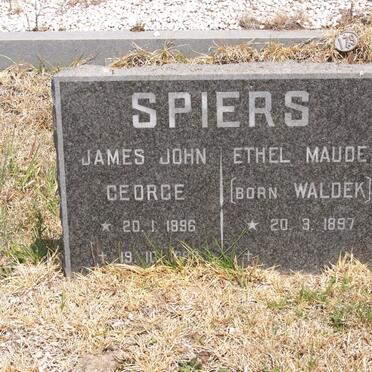 SPIERS James John George 1896-1982 &amp; Ethel Maude WALDEK 1897-