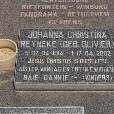 REYNEKE Johanna Christina nee OLIVIER 1914-2002