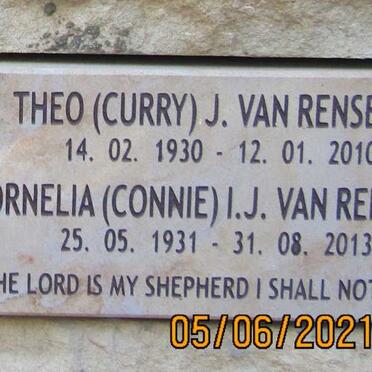RENSBURG Theo J., van 1930-2010 &amp; Cornelia I.J. 1931-2013