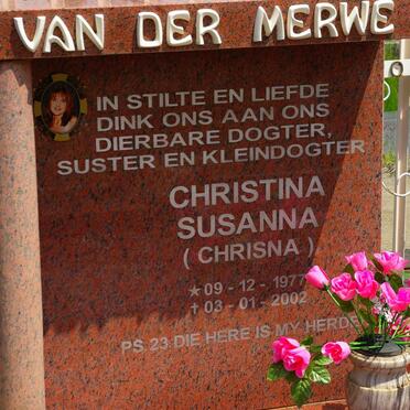 MERWE Christina Susanna, van der 1977-2002