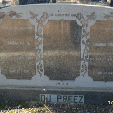 PREEZ Johanna Maria, du :: DU PREEZ Johanna Christina nee VAN DER VYFER