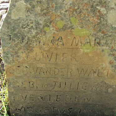 OLIVIER Johanna Maria nee VAN DER WALT 1856-1924
