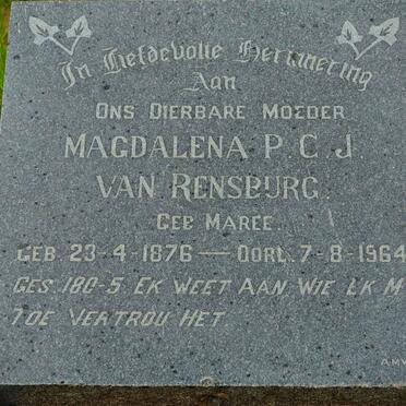 RENSBURG Magdalena P.C.J., van nee MAREE 1876-1964