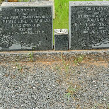 RENSBURG Johannes P.M.J., van 1893-1977 &amp; Hester Loretta Adriana GREYLING 1892-1955