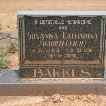 BAKKES Susanna Catharina nee HAUPTFLEICH 1918-1998