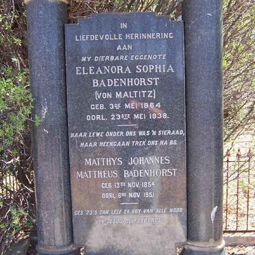 BADENHORST Matthys Johannes Mattheus 1854-1951 &amp; Eleanora Sophia VON MALTITZ 1864-1938
