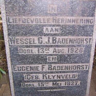 BADENHORST Wessel C.J.-1928 &amp; Eugenie F. KLYNVELD -1927