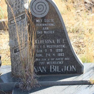 BILJON Jan Abraham, van 1891-1962 &amp; Catherina H.E. V.D. WESTHUIZEN 1898-1983