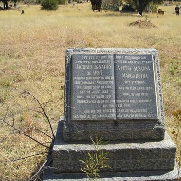 WET Jacobus Ignatius, de 1823-1891 &amp; Aletta Susanna Margaretha STRYDOM 1828-1870
