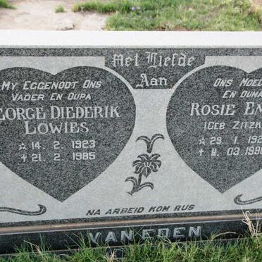 EDEN George Diederik Lowies, van 1923-1985 & Rosie Emma ZITZKE 1923-1996 