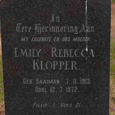 KLOPPER Emily Rebecca nee SAAIMAN 1913-1972