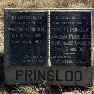 PRINSLOO Martinus 1838-1903 &amp; Elsie Petronella Jacoba BOTHA 1839-1903