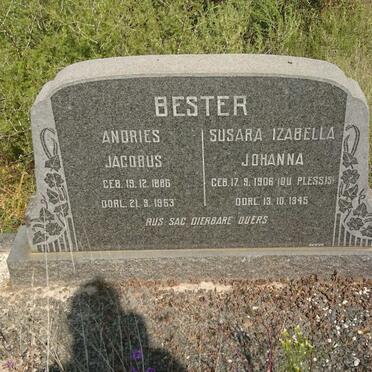 BESTER Andries Jacobus 1886-1963 &amp; Susara Izabella Johanna DU PLESSIS 1906-1945