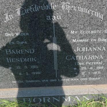 BORNMAN Barend Hendrik 1915-1996 &amp; Johanna Catharina V. PIETERS 1918-1971