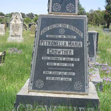 CROWTHER Petronella Maria nee BOTHMA 1871-1923
