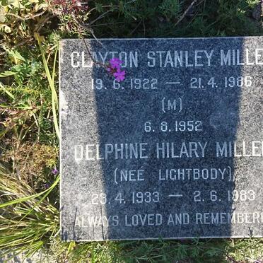 MILLER Clayton Stanley 1922-1986 &amp; Delphine Hilary LIGHTBODY 1933-1983