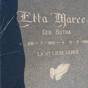 MAREE Etta nee BOTHA 1915-1986