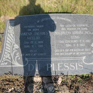 PLESSIS Barend Jacobus Vosloo, du 1899-1980 &amp; Magdalena Adriana Jacoba GREYLING 1907-1967