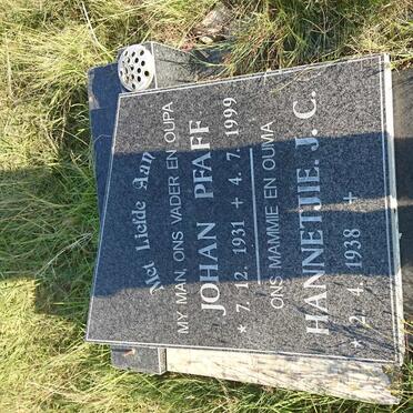 PFAFF Johan 1931-1999 &amp; Hannetjie J.C. 1938-
