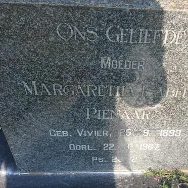 PIENAAR Johannes Theodorus 1886-1945 &amp; Margaretha Isabella VIVIER 1893-1967