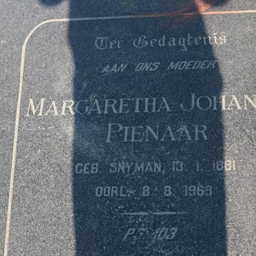 PIENAAR Margaretha Johanna nee SNYMAN 1881-1969
