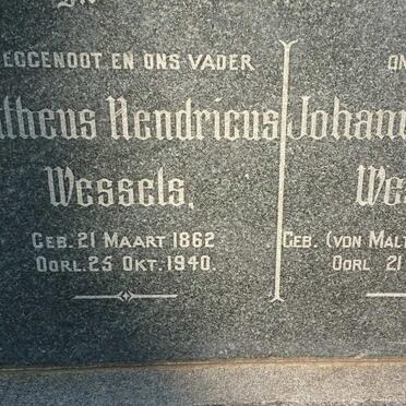 WESSELS Mattheus Hendricus 1862-1940 &amp; Johanna Catharina VON MALTITZ 1873-1954