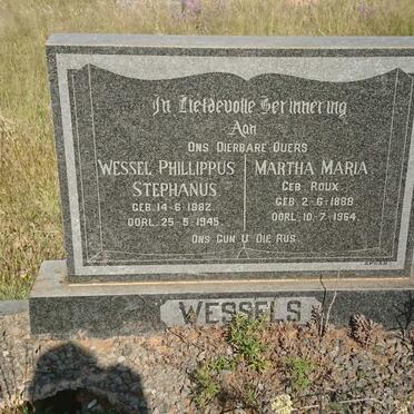 WESSELS Wessel Phillippus Stephanus 1882-1945 &amp; Martha Maria ROUX 1888-1964