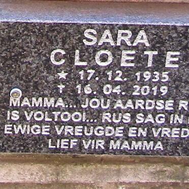CLOETE Sara 1935-2019