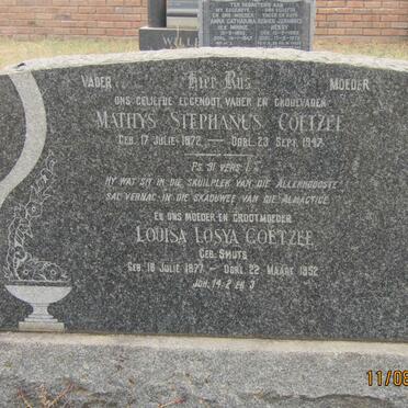 COETZEE Mathys Stephanus 1872-1947 &amp; Louisa Losya SMUTS 1877-1952