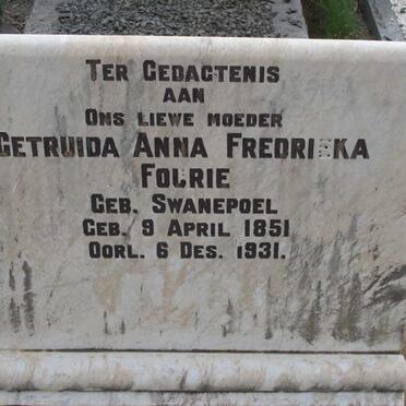 FOURIE Gertruida Anna Fredrieka nee SWANEPOEL 1851-1931