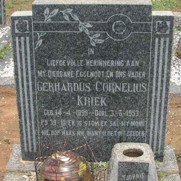 KRIEK Gerhardus Cornelius 1899-1953