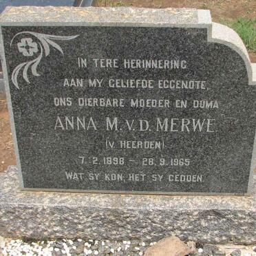 MERWE Anna M., v.d. nee V. HEERDEN 1898-1965