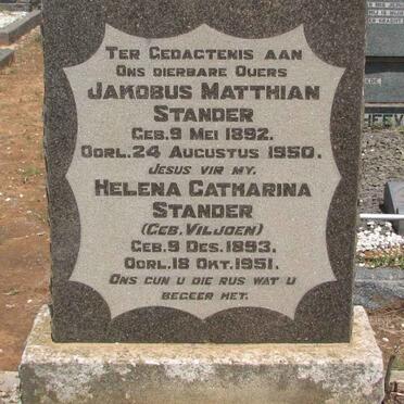 STANDER Jakobus Matthian 1892-1950 &amp; Helena Catharina VILJOEN 1893-1951