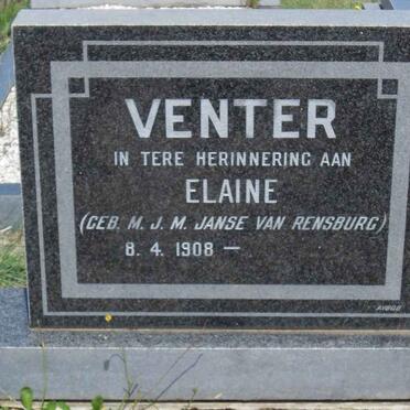 VENTER M.J.M. nee JANSE VAN RENSBURG 1908-