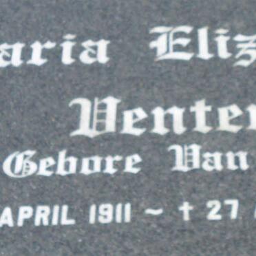 VENTER Maria Elizabeth nee VAN ZYL 1911-2002