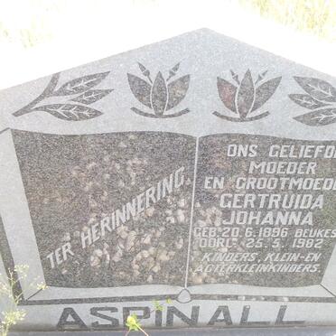 ASPINALL Gertruida Johanna nee BEUKES 1896-1982