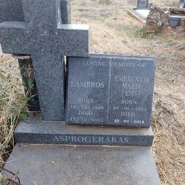 ASPROGERAKAS Lambros 1929-2011 & Emerentia Maria 1944-2014