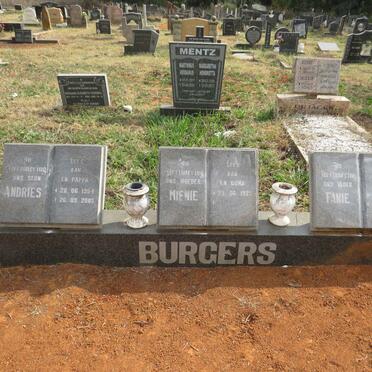 BURGERS Fanie 1916-2011 & Mienie 1923- :: BURGERS Andries 1954-2003