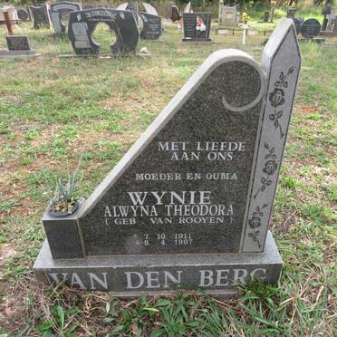 BERG Alwyna Theodora, van den nee VAN ROOYEN 1911-1997