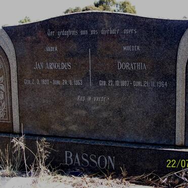 BASSON Jan Arnoldus 1890-1953 &amp; Dorathia 1887-1964