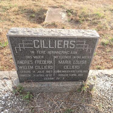 CILLIERS Andries Frederik Willem 1887-1972 & Maria Louisa VAN DEN BERG 1889-1960