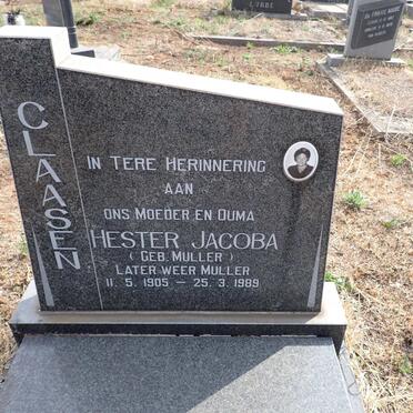 CLAASEN Hester Jacoba nee MULLER formerly MULLER 1905-1989