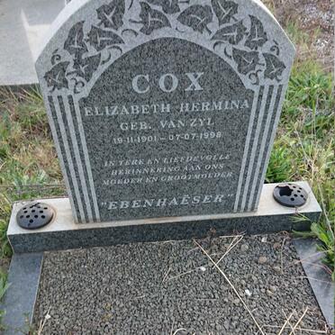 COX Elizabeth Hermina nee VAN ZYL 1901-1998