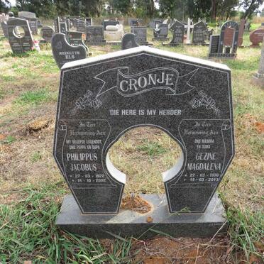 CRONJE Philippus Jacobus 1922-2002 & Gezine Magdalena 1930-2013