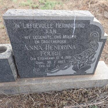 FOURIE Anna Hendrina nee STEENKAMP 1881-1967