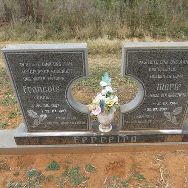 FERREIRA Francois 1937-1997 & Marie JANSE VAN NOORDWYK 1944-2017
