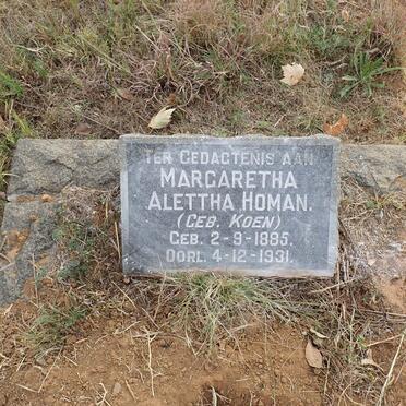 HOMAN Margaretha Alettha nee KOEN 1885-1931