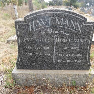 HAVEMANN Paul Noel 1860-1948 & Maria Elizabeth KOEN 1864-1943