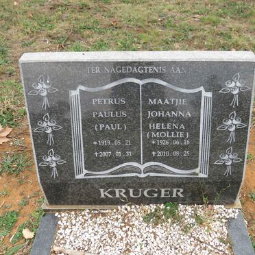 KRUGER Petrus Paulus 1919-2007 & Maatjie Johanna Helena 1926-2010